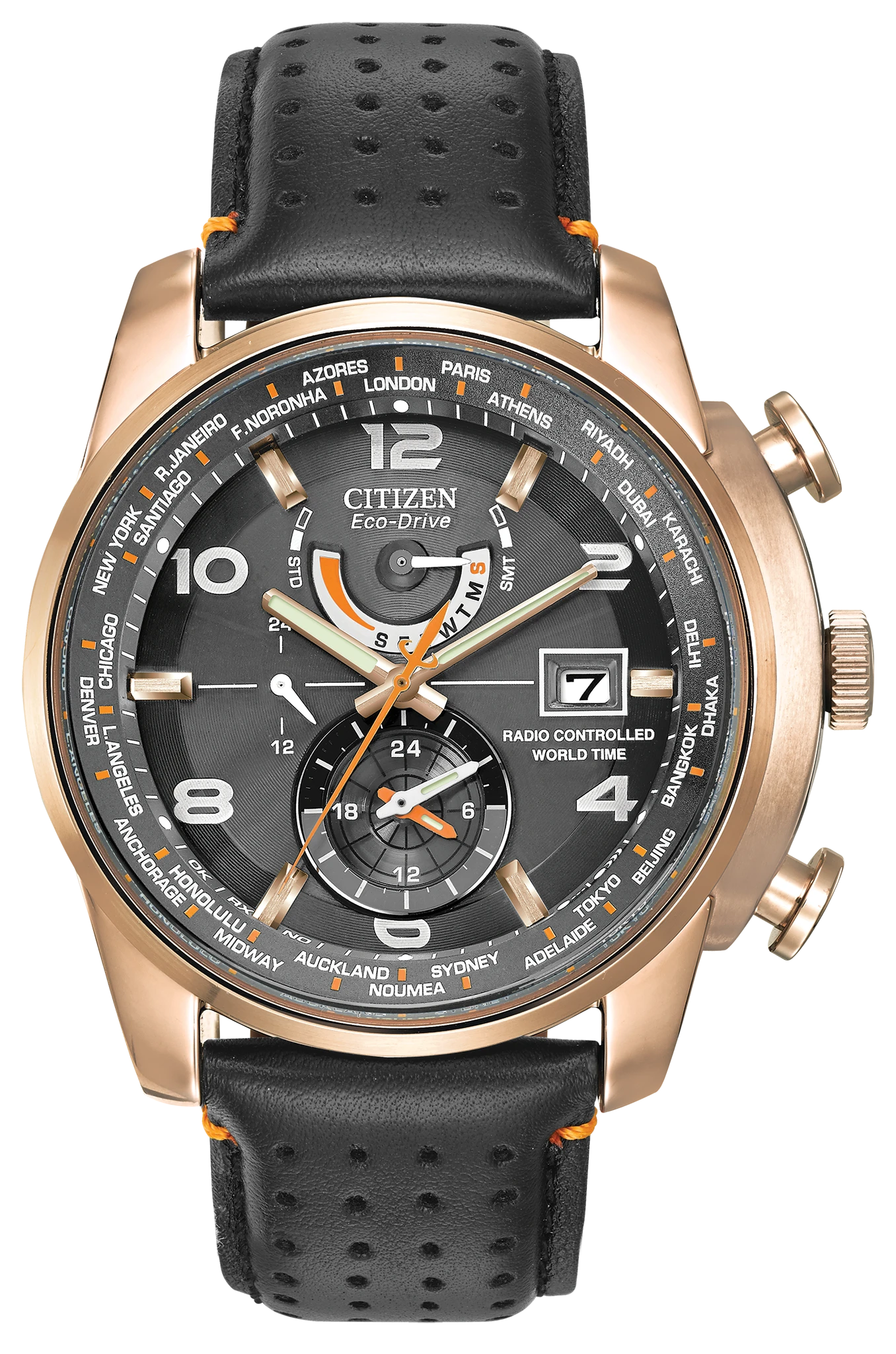 World Time A-T Gray Dial Leather Strap AT9013-03H | CITIZEN